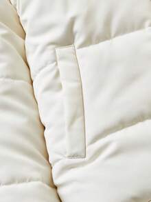 SHEIN 少女款加厚羽绒服，黑色长袖连帽，前拉链，罗纹袖口，保暖内衬，休闲百搭，适合秋冬季外出、购物、度假、通勤，可搭配上衣、连帽衫、牛仔裤、运动裤。 - 杏色 - 查看 3