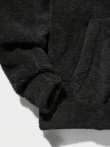 EURMUSE Men's Casual Everyday Commute Street Simple Solid Color Fleece Warm Kangaroo Pocket Drawstring Hoodie, Autumn/Winter - Dark Grey - View 4