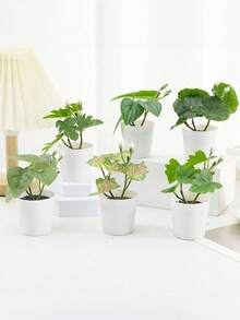 1株人造植绒多肉植物，菱形图案/白色小盆栽，仿真花桌面摆件，迷你盆栽景观绿植，情人节、生日、毕业季、家居装饰、返校季、房间装饰、学习用品 - 彩色 - 查看 5