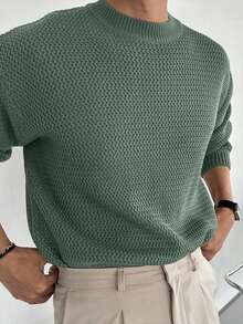 DAZY Green Crew Neck Thick Sweater For Men, Autumn/Winter - Green - View 5