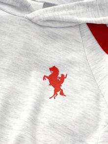 SHEIN Set hanorac și pantaloni de trening cu imprimeu pețiozat în culori contrastante pentru bebeluși băieți