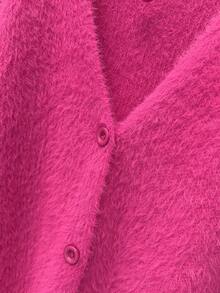 EMERY ROSE Cárdigan de punto casual de manga larga con caída de hombros y unicolor de piel de visón para mujer de talla grande - Rosa Fucsia - Ver 4