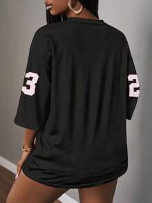 Slaydiva Casual Minimalist Letter & Number Graphic 14 Women T-Shirt, Suitable For Summer - Multicolor - View 2