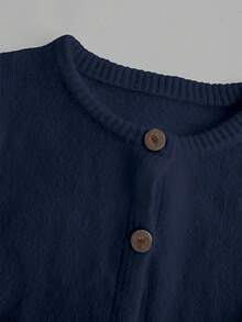 SHEIN BASICS BASICS 女士休闲纯色开衫，绣有小熊图案 - 适合秋冬季节 - 百搭时尚。 - 彩色 - 查看 5