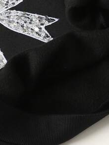 Maija Kids 少女休闲圆领运动衫，饰有亮片蝴蝶贴花 - 黑色 - 查看 7