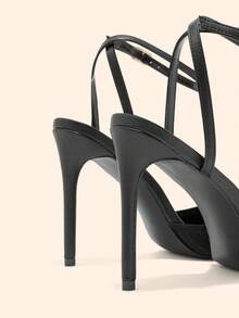 CUCCOO BASICS Women's Pointed Toe Buckle Design Fashion High Heels For Daily Wear - Black - View 11