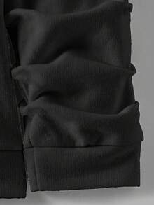 SHEIN Cottnline مجموعة هوديي وبنطلون رياضي كاجوال للرجال قطعتان - الأسود - مشاهدة 8