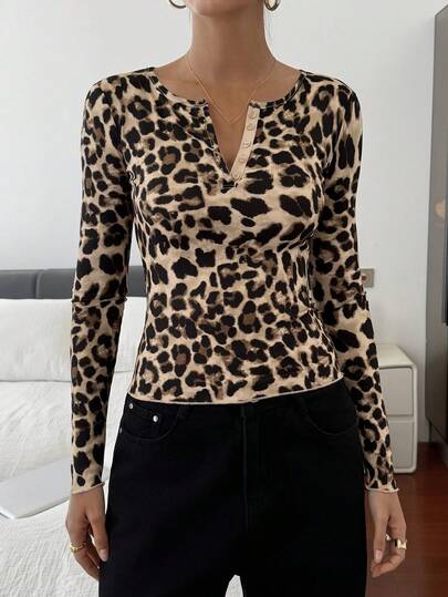 DAZY Women's Fitted Round Neck Half-Zip Long Sleeve T-Shirt, Special Fabric Y2k