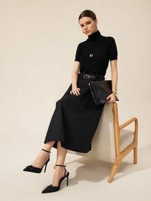 CUCCOO BASICS Women's Pointed Toe Buckle Design Fashion High Heels For Daily Wear - Black - View 6
