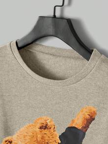 EURMUSE Men Bear Printed Regular Sweatshirt Set - Beige - View 3