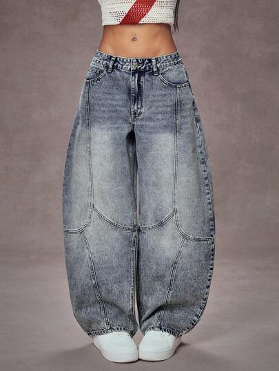 Jeanoix Y2K 低腰复古休闲时尚水洗宽松牛仔裤