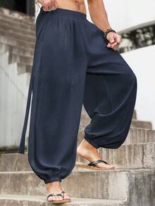 Manfinity RSRT Men's Loose Wide Leg Pants, Style Casual Trousers, Nepal Wide Leg Pants Harem Pants Boho Pants