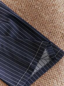 Anewsta Quần nữ màu xanh navy kẻ sọc, dáng rộng, thanh lịch, hiện đại, phù hợp cho các dịp trang trọng, công sở và phong cách đường phố. - Màu xanh lam - Xem 8