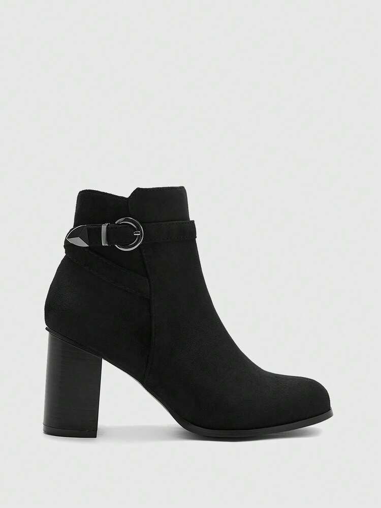 CUCCOO BIZCHIC Women's Round Toe Chunky Heel Mid-Calf Boots, Everyday Wear