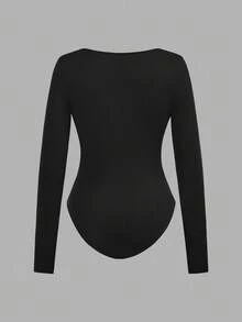 SHEIN EZwear 3 件套女士方领长袖紧身服装，适合秋冬季 - 彩色 - 查看 3