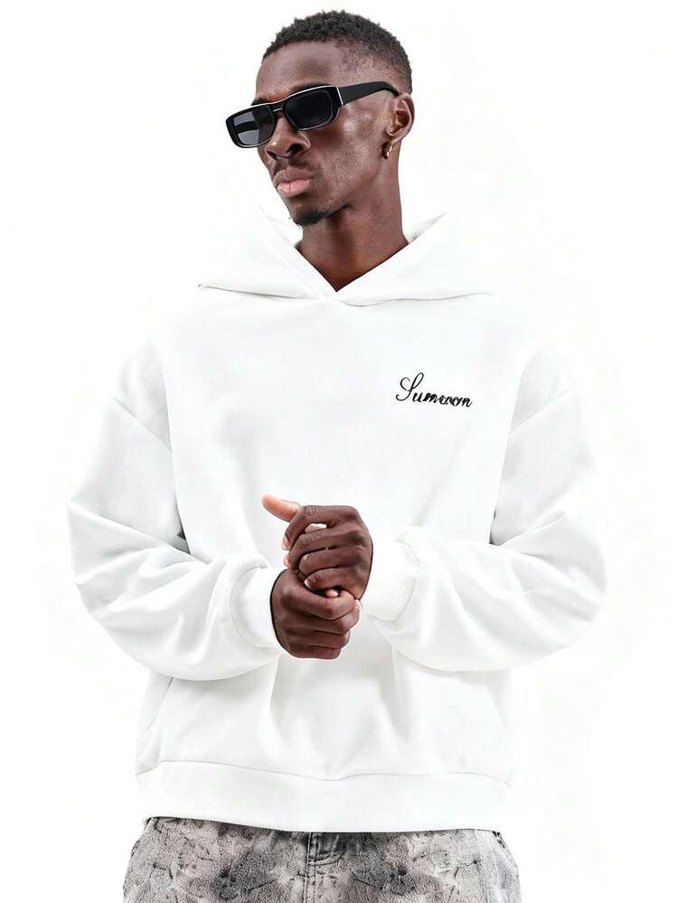 Pullover Hoodie With Script Logo Embroidery