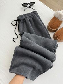 Comfortcana 大码女式抽绳腰阔腿宽松高腰休闲运动裤