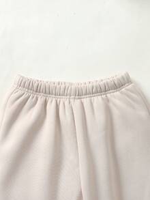 Maija Kids 男童针织杏色英文刺绣图案圆领卫衣和裤子休闲套装 - 杏色 - 查看 6