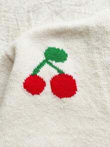 Vintaside Kids Girls' Sweet Casual Cherry Print Long Sleeve Cardigan