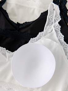 4 Pack Teen Girls White Bras,Lace Trim Bralettes Adjustable Straps Summer Light Support Seamless Look No Underwire Comfortable Everyday Work Sleep - Multicolor - View 4