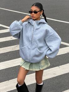 Muchica Women's Autumn/Winter Sweatshirt With Cute Ear Rivet Decoration, Suitable For Everyday Wear - Grey - View 3