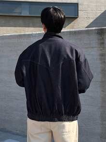 DAZY Men's Solid Blue Denim Jacket, Autumn - Navy Blue - View 2