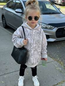 SHEIN YoungYoung Girl Popular Printed Loose Sweatshirt, All-Match Casual Daily Fashion Versatile Streetwear Sweatshirt Graphic Sweatshirts Y2k Gray Sweatshirt Abstract Print Sweatshirt Marble Sweatshirt, In Fall/Winter - Grey - View 6