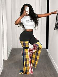 BamGleam Pantalones de moda para mujer con contraste de color y parches - Multicolor - Ver 7