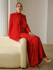 ZEYLAH 女士缎面吊带连衣裙 - 紅色 - 查看 1