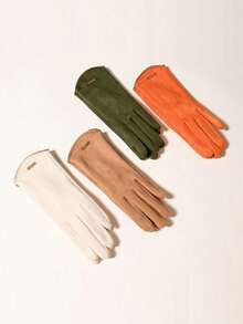 女士冬季手套，加厚天鹅绒弹力防滑触屏手套，适合骑自行车和骑摩托车，薄款适合春秋季万圣节配饰冬季手套