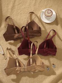 DesireSculpt 3件套女士纯色舒适时尚钢圈文胸 - 彩色 - 查看 2