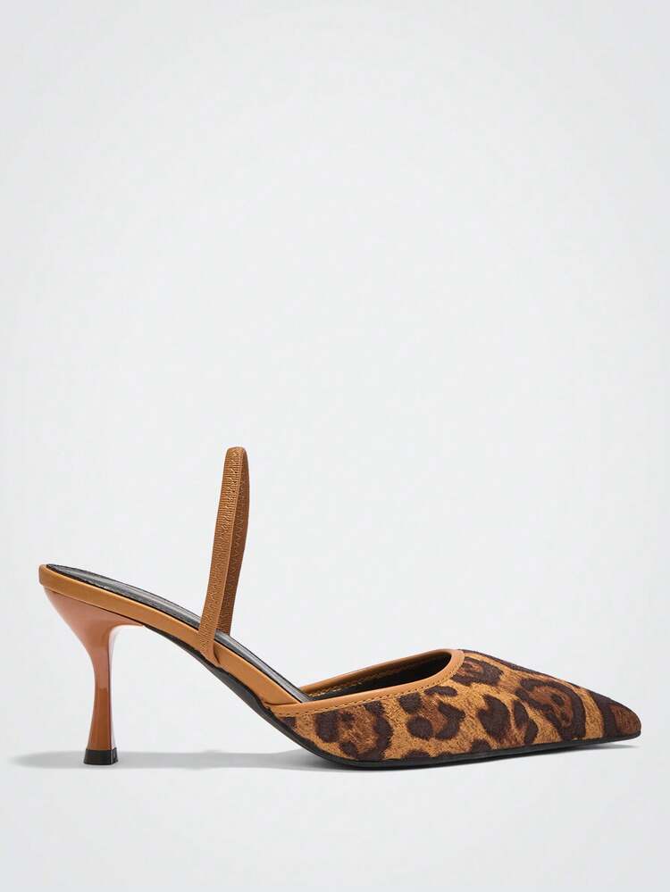Women's Pointed Toe Leopard Print High Heels, Fashionable For Daily Wear For Christmas