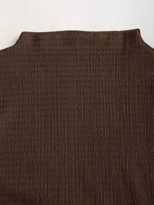 Sweetra Waist-Cinched Minimalist Flare Sleeve Bodycon Cinched Waist Dress - Brown - View 7