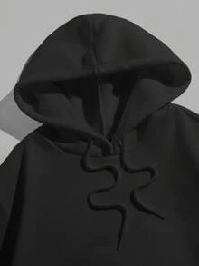 EURMUSE 100%Cotton Men's Hooded Sweatshirt With Kangaroo Pocket And Drawstring - Dark Grey - View 5