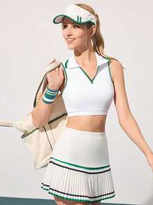 CourtClass 女士撞色滚边短款运动文胸 - 彩色 - 查看 6