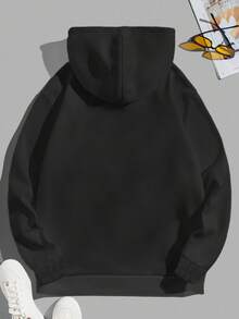 EURMUSE 100%Cotton Men's Hooded Sweatshirt With Kangaroo Pocket And Drawstring - Dark Grey - View 2