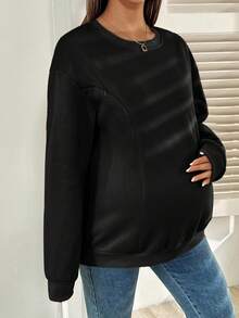 SHEIN 孕妇休闲日常通勤简约纯色保暖哺乳卫衣，秋冬季