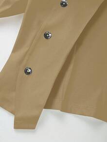 Modelyn Casual Minimalist Commuting Fashion Elegant Shoulder Pad Tie-Up White Blazer - Khaki - View 8