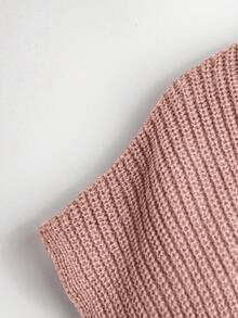 GlowEve 女士休闲纯色斗篷毛衣针织裙两件套，秋冬季 - 珊瑚粉 - 查看 3