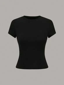 SHEIN LUNE Women's Round Neck Short Sleeve Casual Summer T-Shirt - Multicolor - View 4