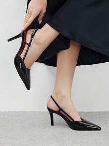 CUCCOO BIZCHIC Tacones altos de punta francesa sin talón - Negro - Ver 3