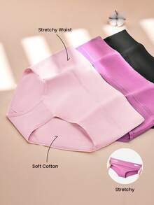 LUVLETTE Plus 3条装纯棉高腰三角裤女士内裤套装——黑色 - 彩色 - 查看 3