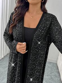 SHEIN LUNE Ensemble 2 pièces veste et leggings métalliques pailletés grande taille - Noir - Voir 1