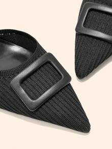 CUCCOO BASICS Women's Pointed Toe Buckle Design Fashion High Heels For Daily Wear - Black - View 12