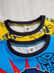 Transformers X SHEIN Bộ đồ ngủ liền thân co giãn in hình robot hoạt hình cho bé trai 2 bộ - Nhiều màu - Xem 8