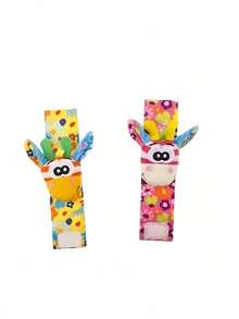 2 Or 4 Pcs Soft Material Wrist Rattle Foot Finder Sensory Stimulation Toys Colorful Halloween Themed Sock Toys Set For Festive Play Fun Rattle Socks Gift Sensory Playtime Activity Novelty Item Holiday Celebration Soft Fabric Entertainment