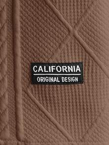 HIMLAND 2pcs Men's Casual Everyday Commute Letter Textured Fabric Knit Short Sleeve T-Shirt And Drawstring Waist Long Pants Set, Spring/Summer/Autumn Brown Set Men Men Matching Set Men S Knitted Set - Brown - View 7