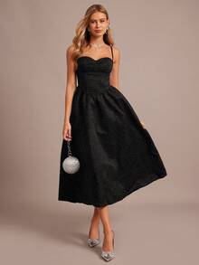 Enchnt 优雅水钻装饰露背连衣裙 - 黑色 - 查看 6