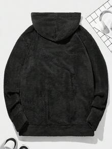 EURMUSE Men's Casual Everyday Commute Street Simple Solid Color Fleece Warm Kangaroo Pocket Drawstring Hoodie, Autumn/Winter - Dark Grey - View 2