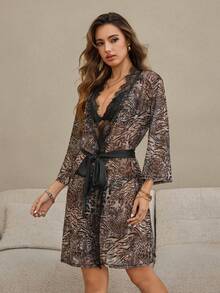 HautHeat Women's Animal Print Bathrobe